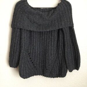 NWT Miracle Sweater Dark Grey Off the Shoulder S/M